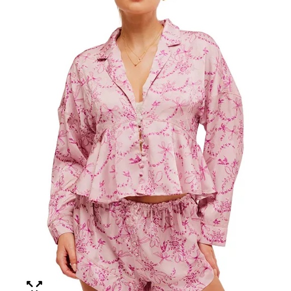 Free People Other - NWT Free People Women's Sleep Pajama Blushing Coral‎ Combo Top Blouse Medium